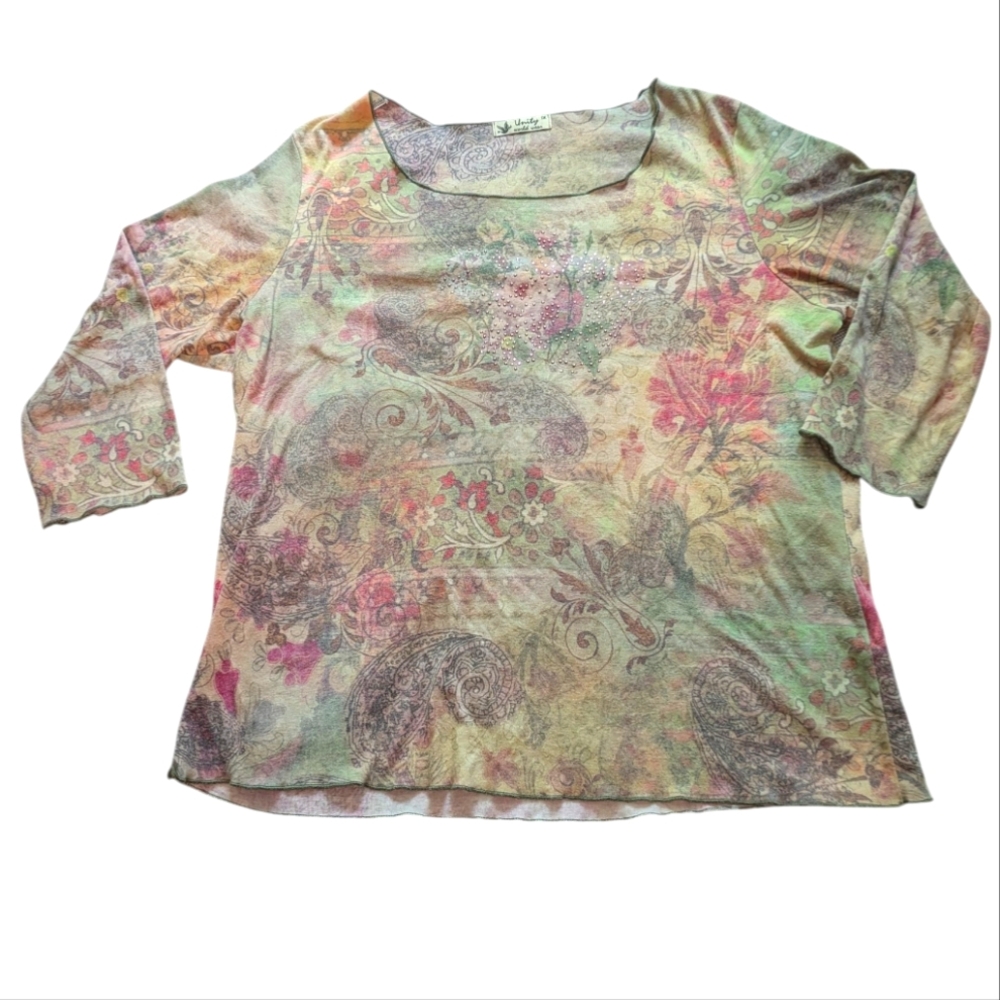 Unity World Wear Jeweled Boho Top